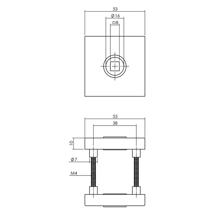 Intersteel Intersteel JURA-Türgriff mit massiven quadratischen Rosetten, SKG***-geprüft – getrommelter Edelstahl