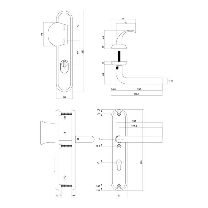 Intersteel Intersteel voordeurbeslag LUZERN knop/kruk met kerntrekbeveiliging SKG*** gekeurd - getrommeld RVS