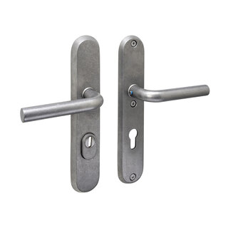 Intersteel Voordeurbeslag kruk/kruk LUZERN met kerntrekbeveiliging SKG*** - getrommeld RVS