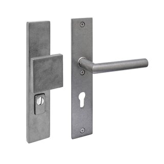 Intersteel Haustürbeschlagknopf/Griff JURA mit Kernzugschutz SKG*** - getrommelter Edelstahl