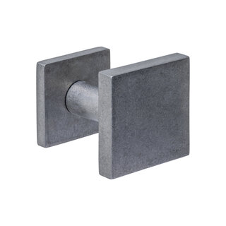 Intersteel Square front door knob 64x64 recessed on back plate - tumbled stainless steel