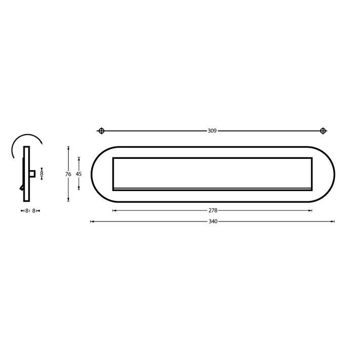 Intersteel Oval letter plate of 340x80mm with flap & rain edge from Intersteel - Brass PVD