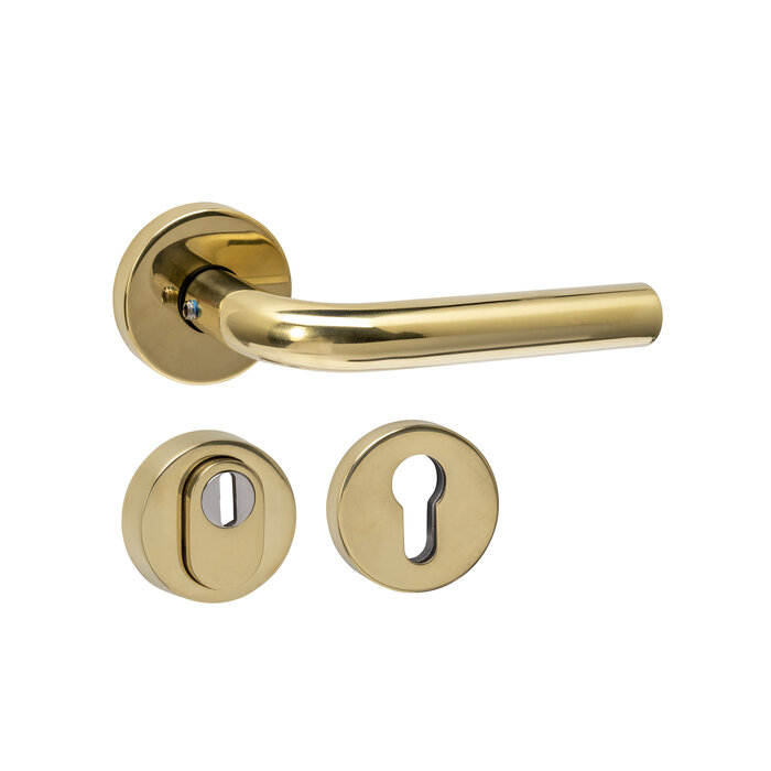 Intersteel Intersteel Door handle LUZERN with solid round rosettes SKG*** approved - Brass PVD