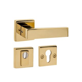 Intersteel Deurkruk AMSTERDAM met massieve rozetten SKG*** gekeurd - Messing  PVD