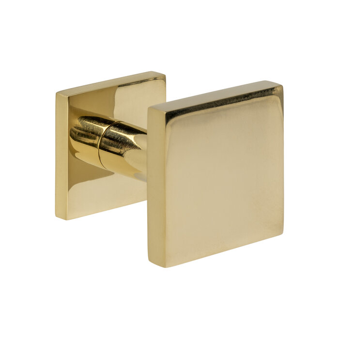 Intersteel Intersteel square front door knob 64x64 recessed on back plate one-sided mounting - Brass PVD