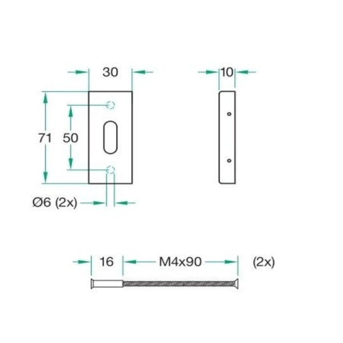 Artitec Paar zwarte rechthoekige sleutelrozetten van Artitec