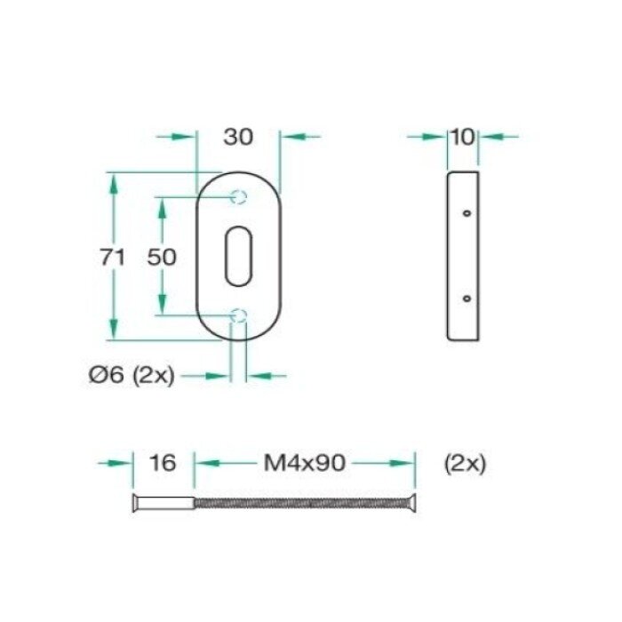 Artitec Paar zilverkleurige ovale sleutelrozetten van Artitec