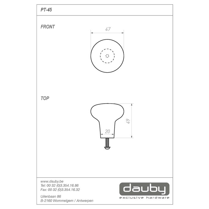 Dauby Ronde Dauby meubelknop PT-45 verouderd ijzer - zwart (VO)