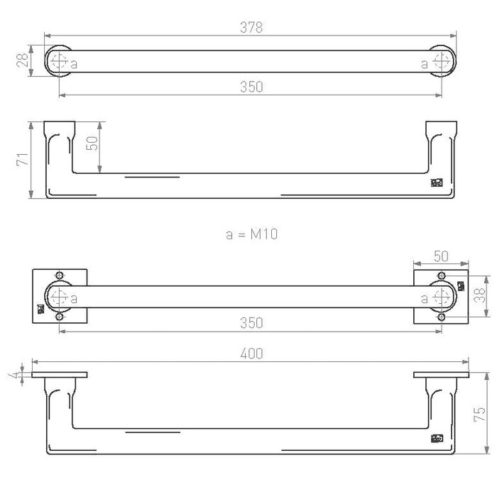 Dauby Dauby door handle PPH 50-Q - matt white bronze (WBS)