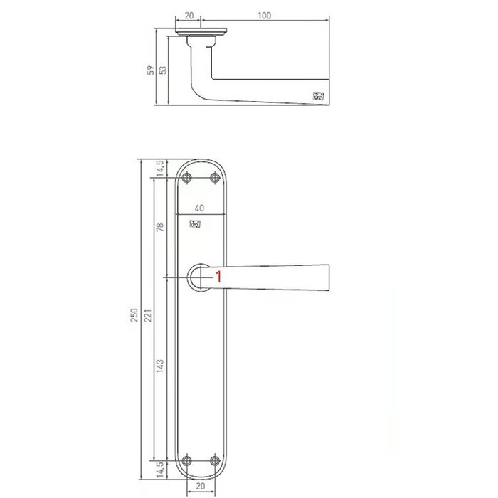 Dauby Pair of Dauby door handles PH1925+/P40 matt white bronze (WBS) on plate