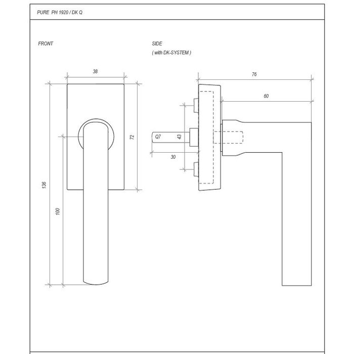 Dauby Dauby window handle PH1920/32Q white bronze (WB)
