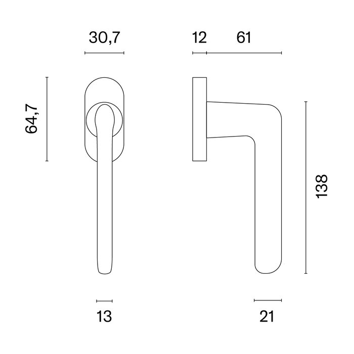 STILE STILE Fenstergriff UTA R, matt vernickelt