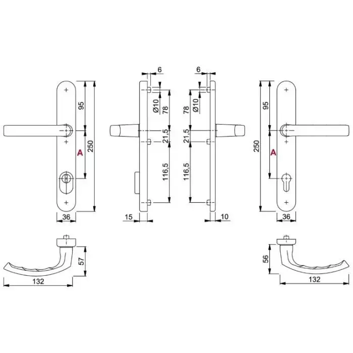 Hoppe Hoppe Sicherheitsbeschlag Lüttich Kurbel/Kurbel Aluminium F1- PZ92mm