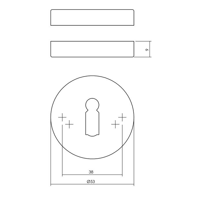 Intersteel Pair of Intersteel concealed key plates Ø 53x9mm - Brass tumbled PVD