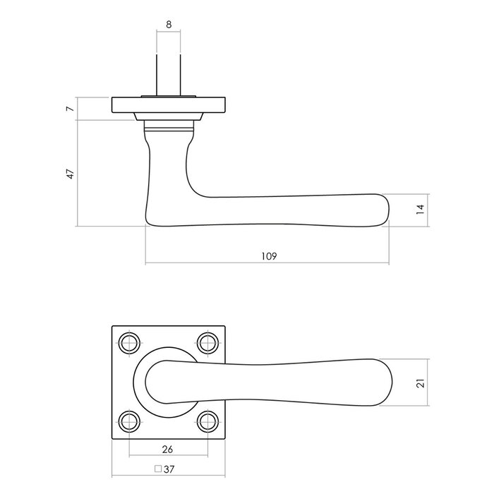 Intersteel Door handle TRENTO from Intersteel - Brass tumbled