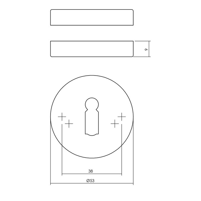Intersteel Paar Intersteel sleutelplaatjes verdekt Ø 53x9mm - PVD messing kleur