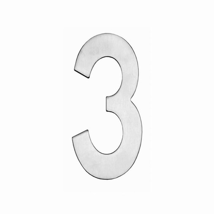 Intersteel Intersteel house number '3' 150 mm high - Brushed stainless steel