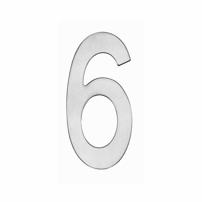 Intersteel Numéro de maison Intersteel '6' hauteur 150 mm - acier inoxydable brossé