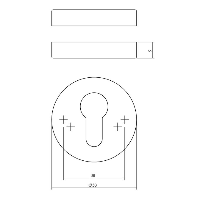 Intersteel Pair of Intersteel cylinder plates concealed Ø 53x9mm - Stainless steel tumbled