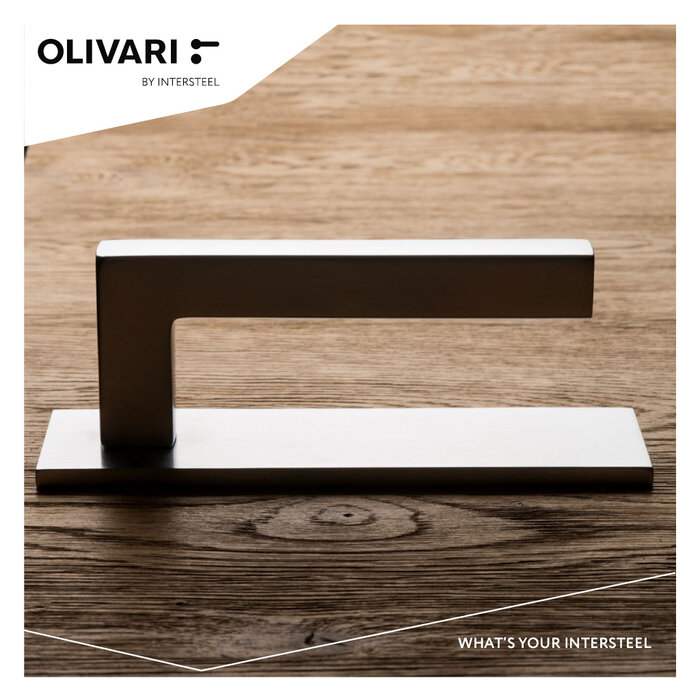 Intersteel Olivari deurklinken ABC horizontaal schild met doorgaande bevestiging - RVS mat Titaan PVD