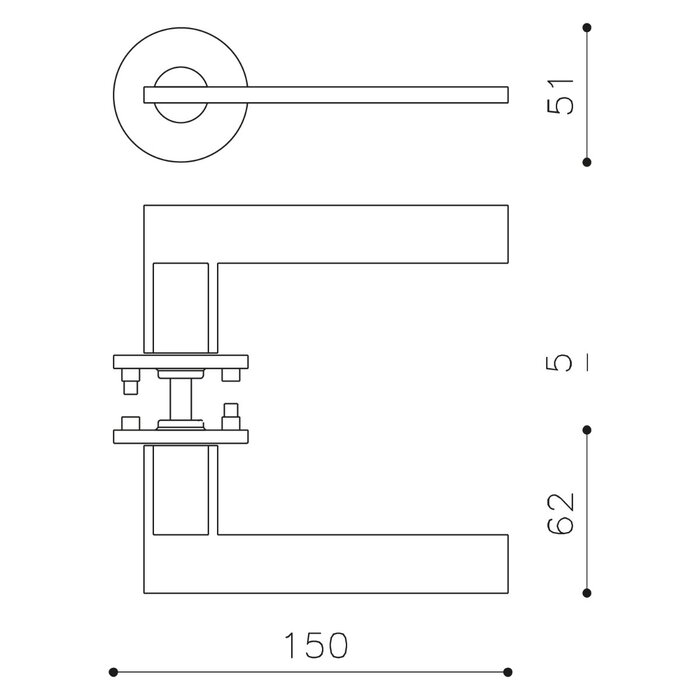 Olivari Olivari door handle OPEN on round rosette - anthracite matt titanium PVD
