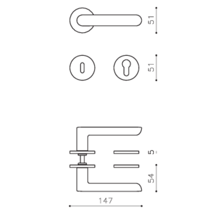 Olivari Poignée de porte Olivari ICONA - anthracite mat titane PVD