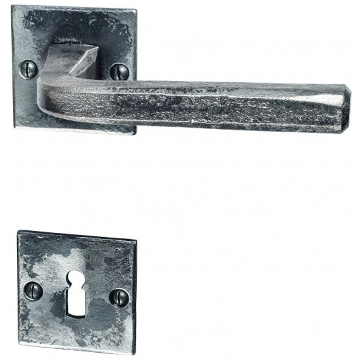 HALCO HALCÖ door handles St. Moritz on square unsprung rosettes - Raw steel