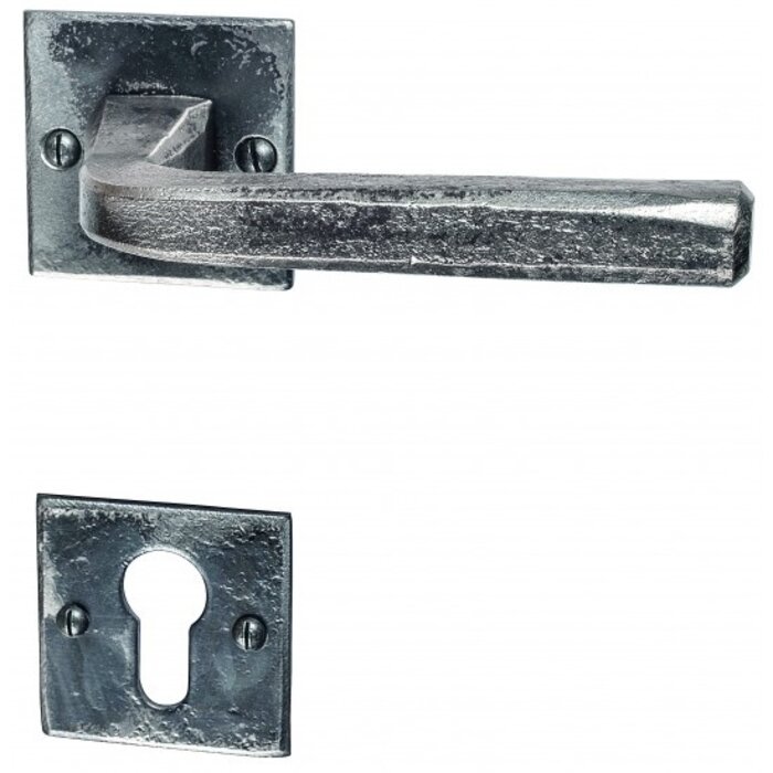 HALCO HALCÖ door handles St. Moritz on square unsprung rosettes - Raw steel
