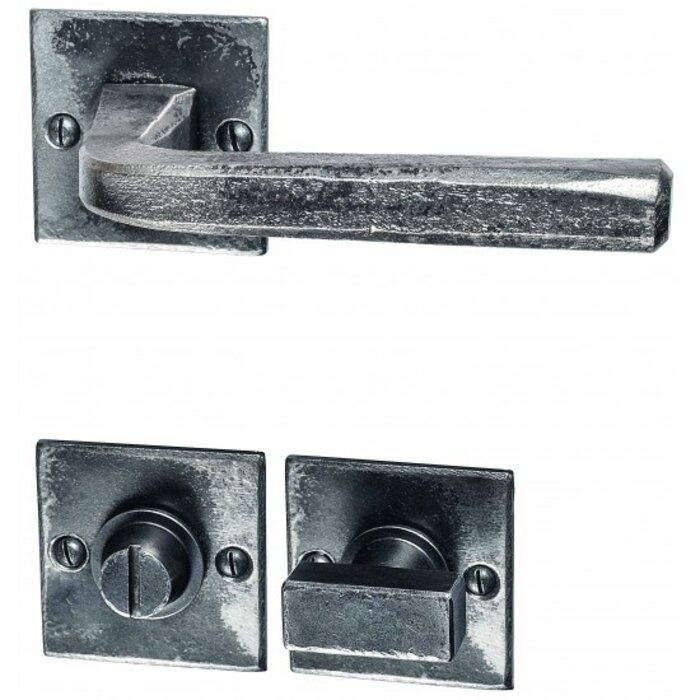 HALCO HALCÖ door handles St. Moritz on square unsprung rosettes - Raw steel