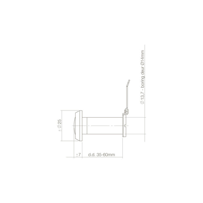Intersteel Zwarte deurspion 180° - deurdikte 35-60mm - diameter 14mm