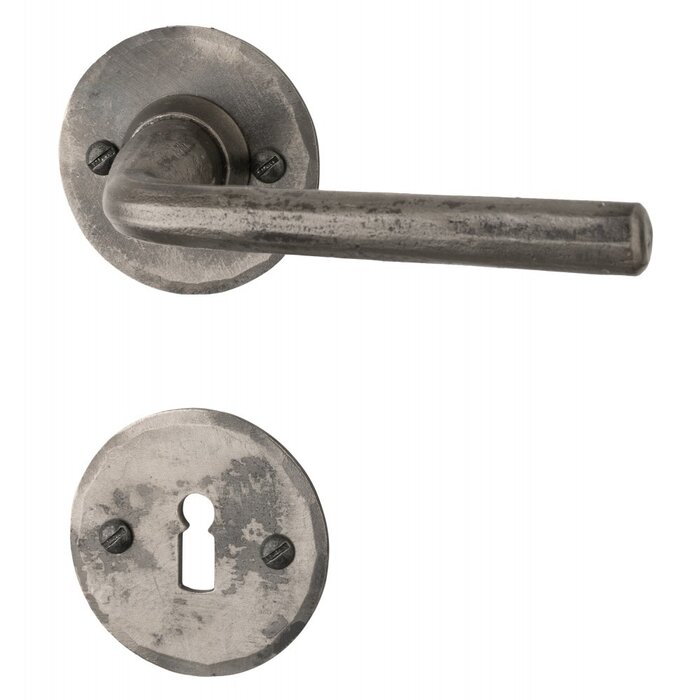 HALCO Poignées de porte HALCÖ Obertauern sur rosace ronde avec vis apparentes - Acier brut