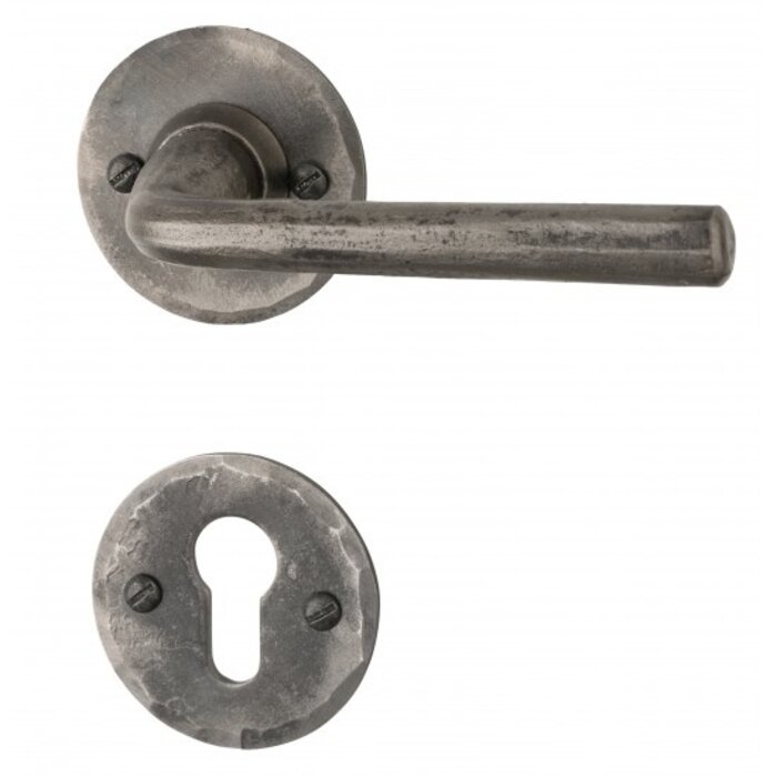 HALCO Poignées de porte HALCÖ Obertauern sur rosace ronde avec vis apparentes - Acier brut