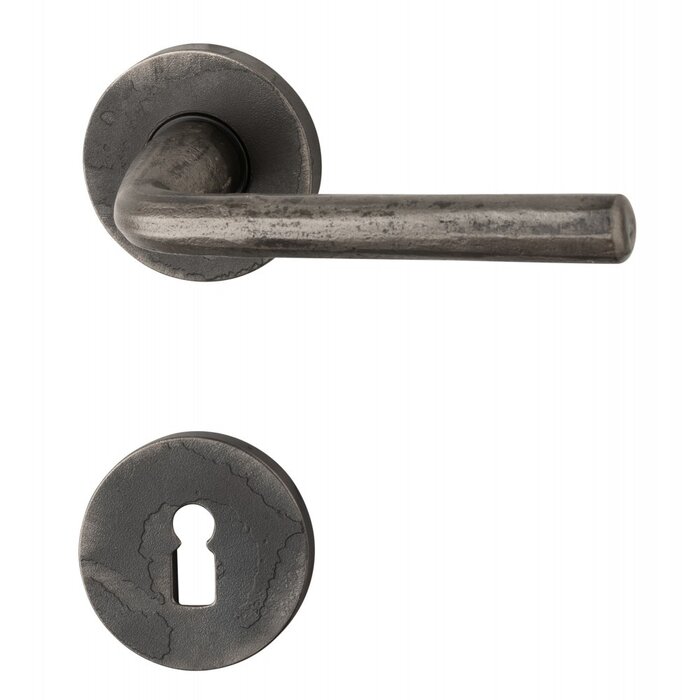 HALCO Poignées de porte HALCÖ Obertauern sur rosace à ressort ronde dissimulée - Acier brut