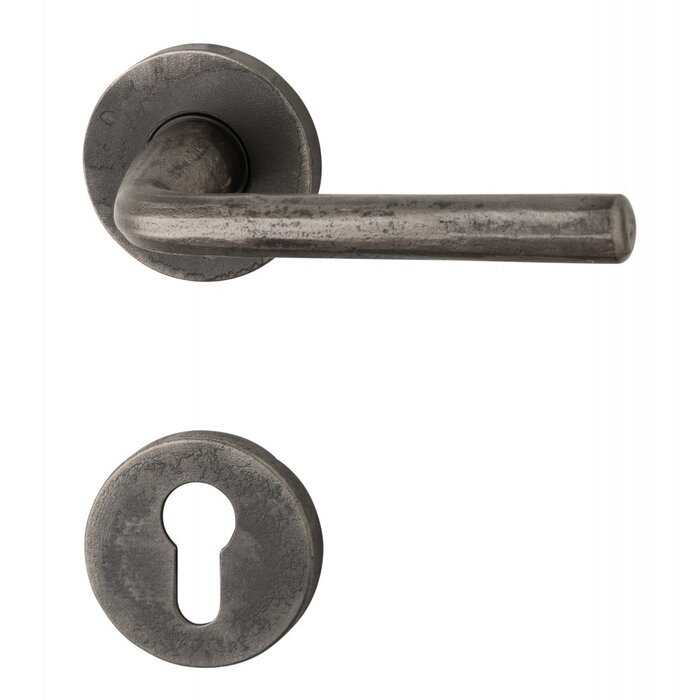 HALCO HALCÖ door handles Obertauern on round spring rosette concealed - Raw steel