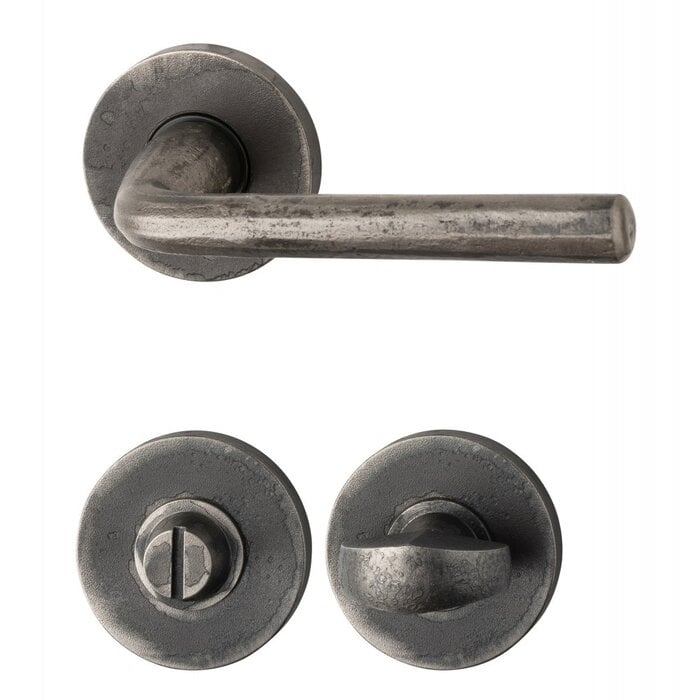 HALCO HALCÖ door handles Obertauern on round spring rosette concealed - Raw steel