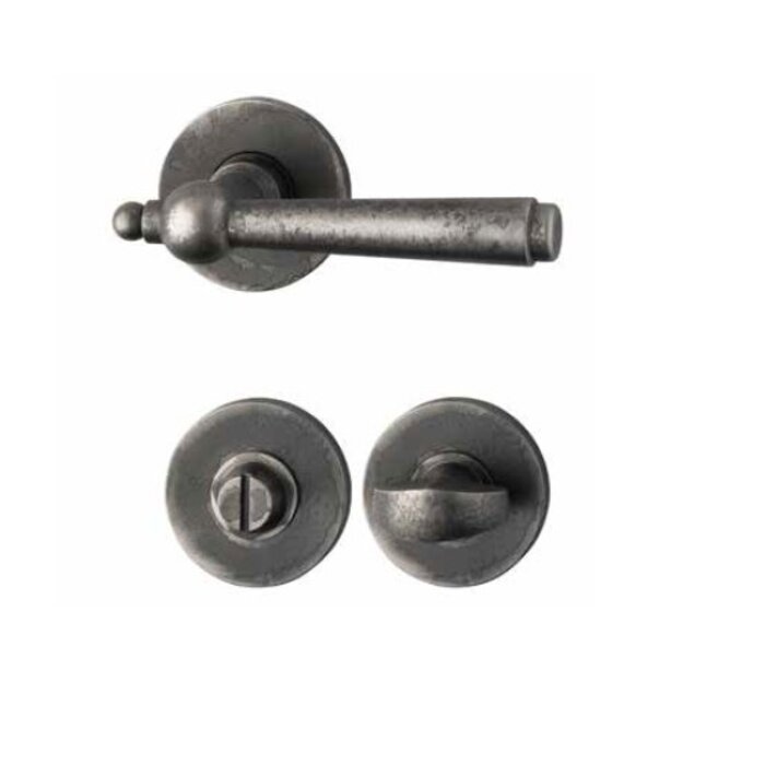 HALCO Poignées de porte HALCÖ Kaprun sur rosaces rondes à ressort dissimulées - Acier brut