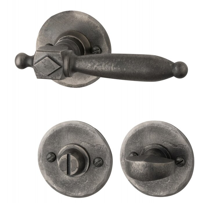 HALCO HALCÖ door handles St. Anton on round rosette - Raw steel