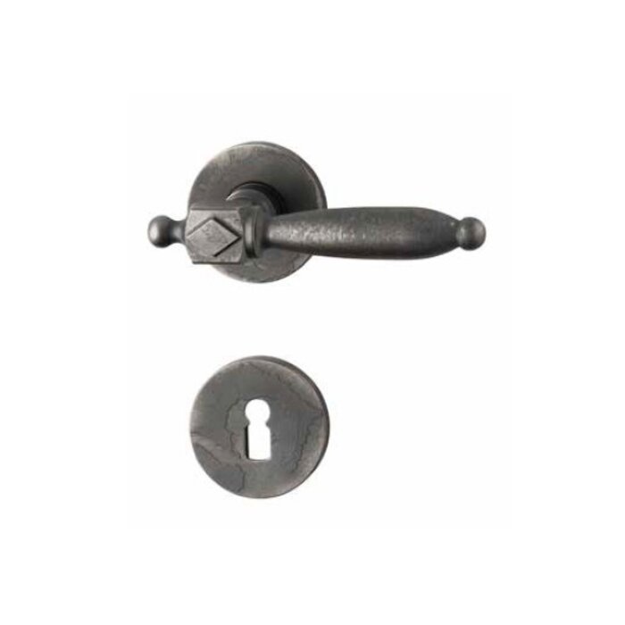 HALCO HALCÖ door handles St. Anton on round spring-loaded rosettes concealed - Raw steel
