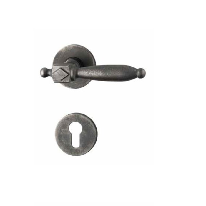 HALCO HALCÖ door handles St. Anton on round spring-loaded rosettes concealed - Raw steel
