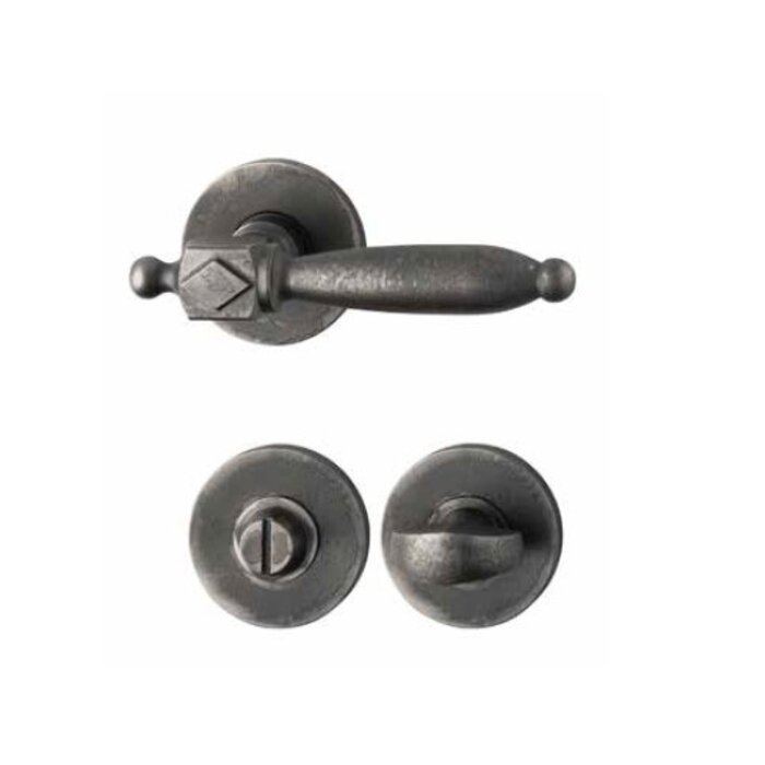 HALCO Poignées de porte HALCÖ St. Anton sur rosaces rondes à ressort dissimulées - Acier brut