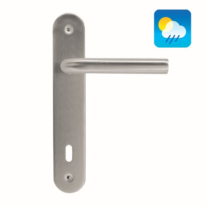 HDD Stainless steel door handles 'L shape' on oval plate