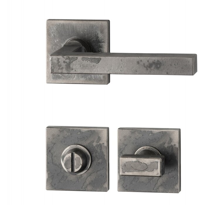 HALCO HALCÖ door handles Oberstdorf on square spring rosettes concealed - Raw steel