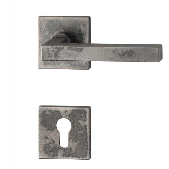HALCO HALCÖ door handles Oberstdorf on square spring rosettes concealed - Raw steel