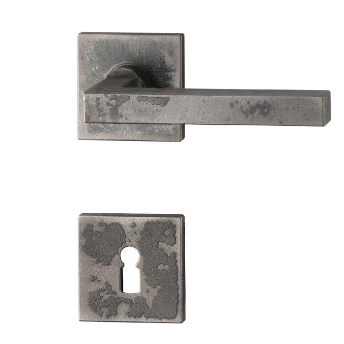 HALCO HALCÖ door handles Oberstdorf on square spring rosettes concealed - Raw steel