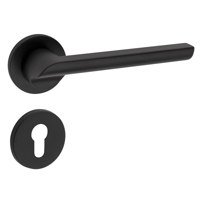 Fimet Black door handles Punto on round rosette