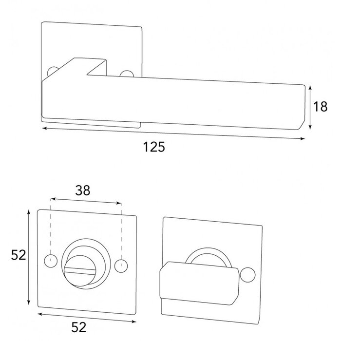 HALCO HALCÖ door handles LECH on a square rosette - visible screwing - Black steel