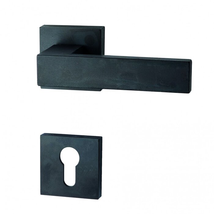 HALCO HALCÖ door handles LECH on square spring rosettes - concealed - Black steel