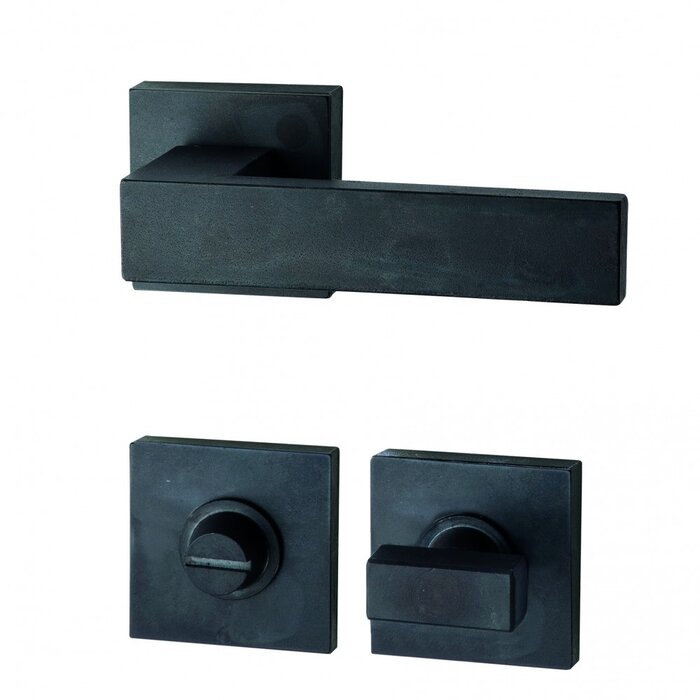 HALCO HALCÖ door handles LECH on square spring rosettes - concealed - Black steel
