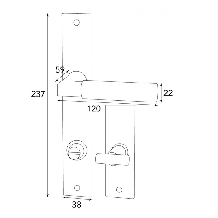 HALCO HALCÖ door handles ZERMATT on plate - visible screwing - Black steel