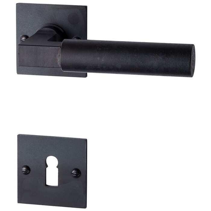 HALCO HALCÖ door handles ZERMATT on a square rosette - visible screwing - Black steel